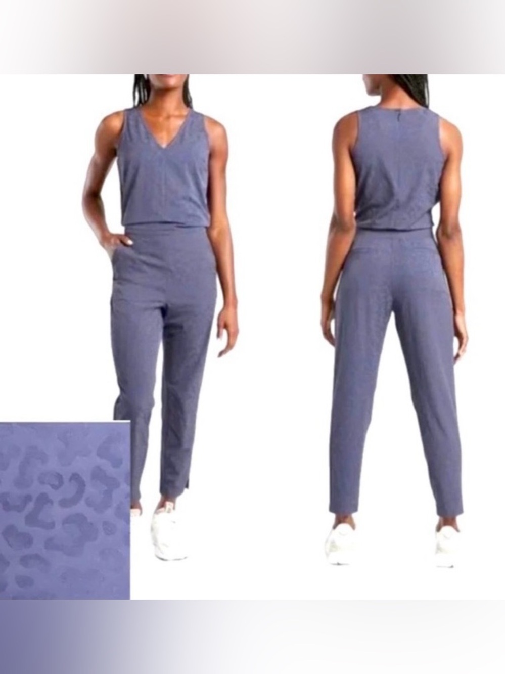 $129 NWOT Athleta Brooklyn V-neck Textured Animal Print Jumpsuit Romper Size 4
